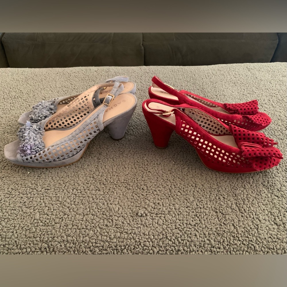 Lot of 2 SASHA LONDON Suede Platform Heels SHOES size 8 US Sling-back, Cut-out
